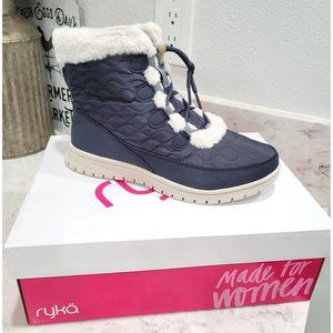 Women's Ryka Navy Blue Water Repellent Snow Ankle Boots, Size 8.5M